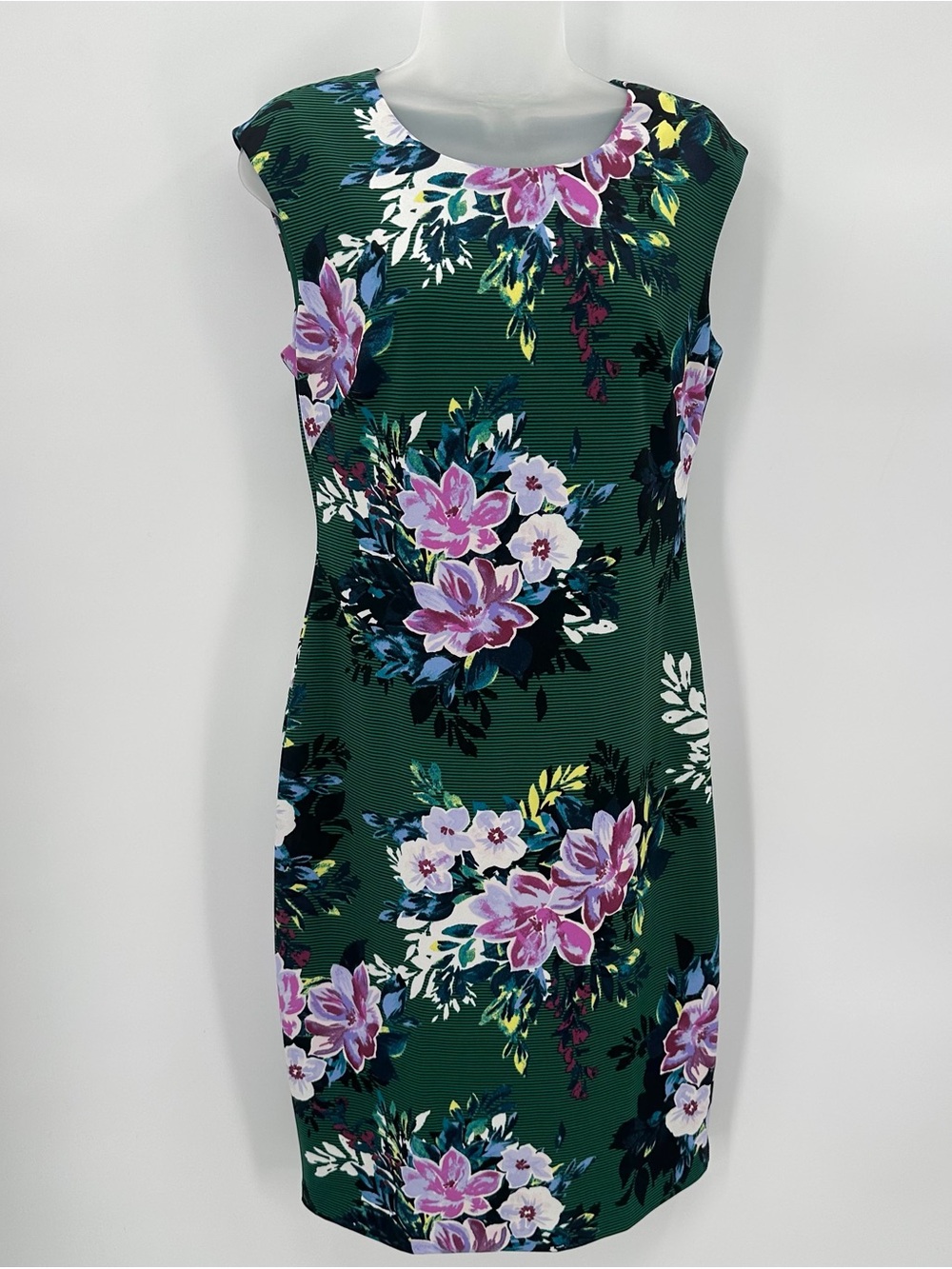 VINCE CAMUTO Sheath Dress Womens 10 Green Floral Classic Lined Corpcore Spring